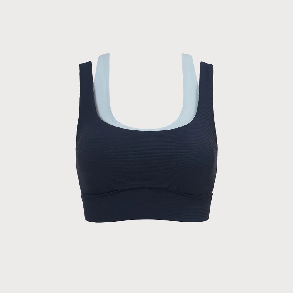 Berlook Activewear Navy Contrast U-shape Tank Top--Light Support - Picture 5 of 8